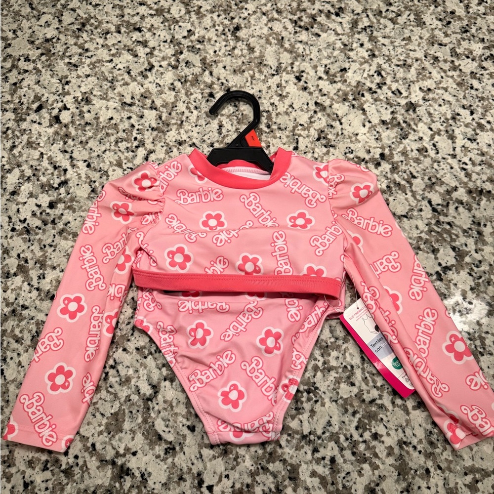 Barbie Pink Floral Logo Swimsuit